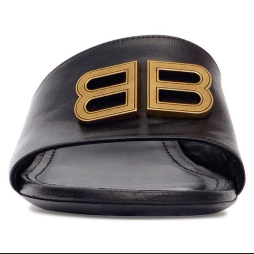 Balenciaga Groupie 50Mm Logo-Plaque Mules Slides Sandals Black 37 Orig $1398 - Picture 4 of 4
